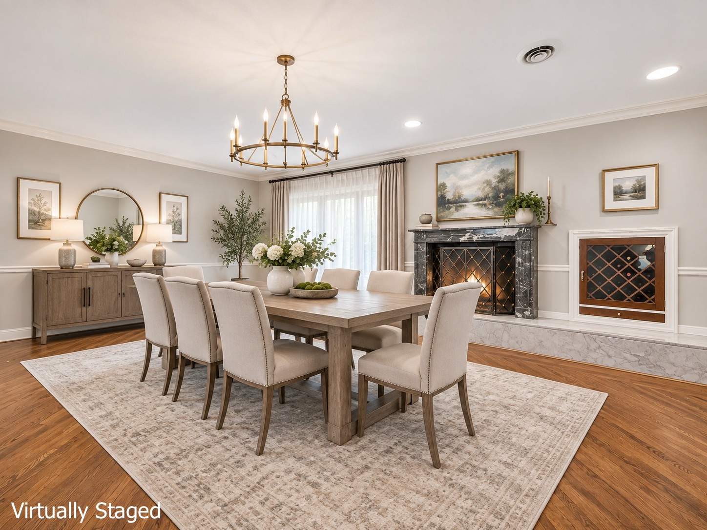 Virtually staged formal dining room