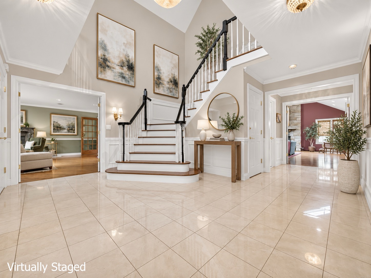 Two-story marble entry foyer